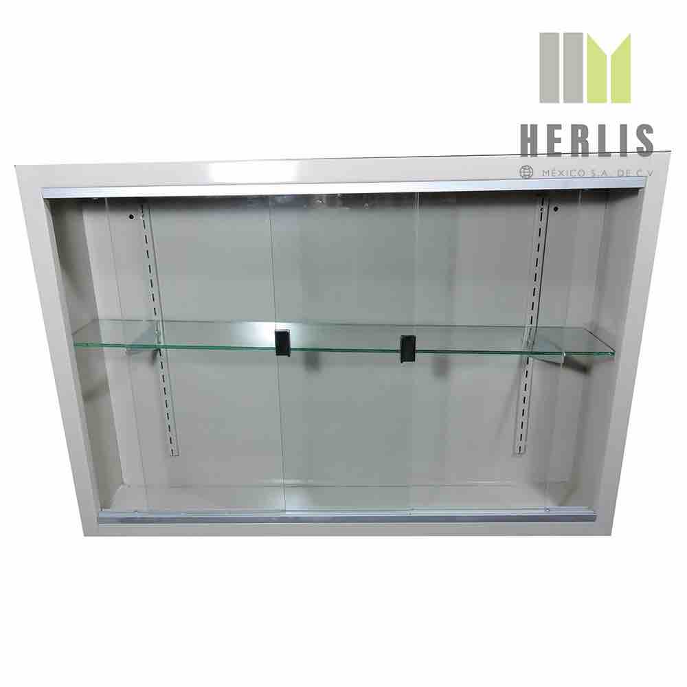 Vitrina contra muro MSI Beracah Medica de 75x20x60 cm con puertas de vidrio y estructura de metal para oficina o consulta.