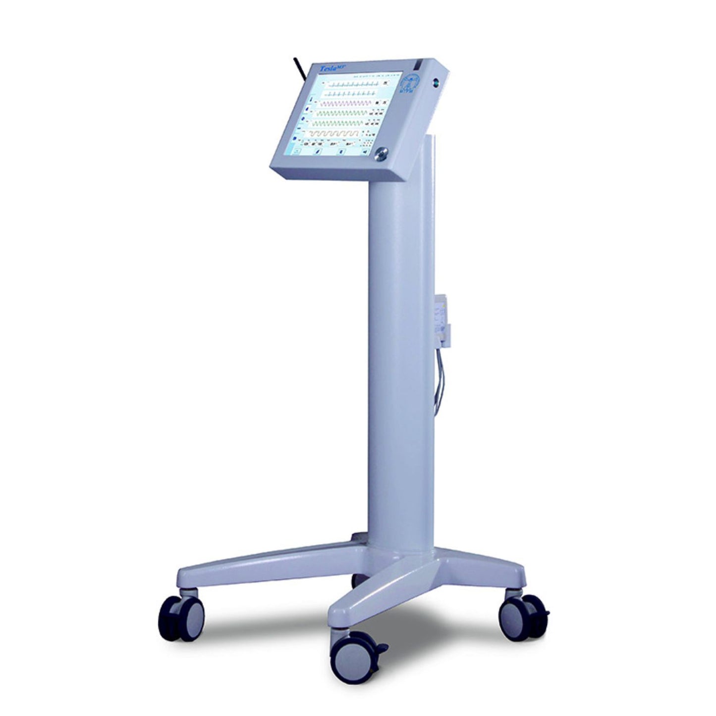 Monitor para paciente Tesla M3 de Beracah Medica, equipo para resonancia MRI con ECG, SpO2 y NIBP en pantalla.