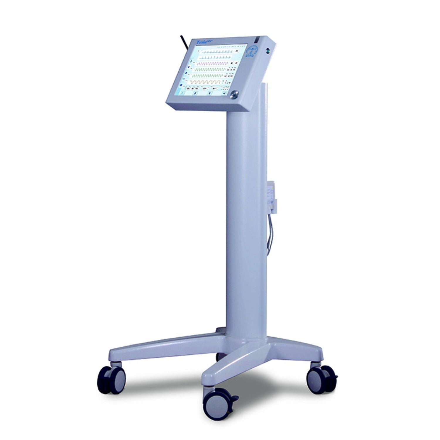 Monitor para paciente Tesla M3 de Beracah Medica, equipo para resonancia MRI con ECG, SpO2 y NIBP en pantalla.
