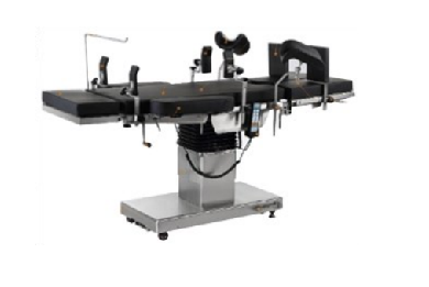 Mesa quirúrgica electrohidráulica universal de Beracah Medica con superficie ajustable y soporte para procedimientos médicos.