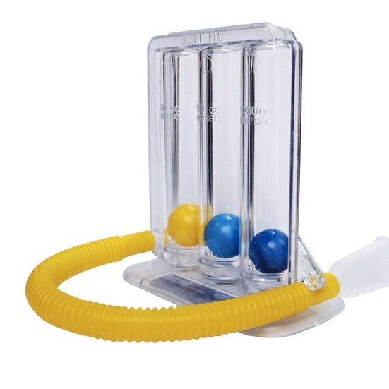 Inspirometro de incentivo de la marca Beracah Medica, dispositivo médico para ejercicios respiratorios y medición de capacidad pulmonar.