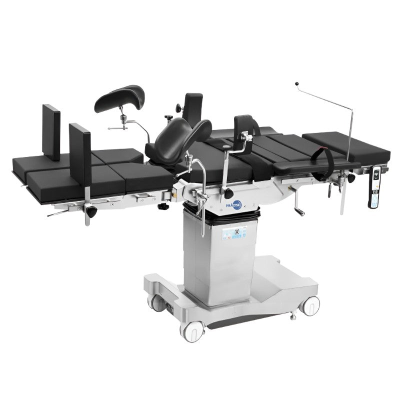 Mesa de operaciones electrohidráulica bariátrica Beracah Medica modelo PRZ-E800 con superficie ajustable y controles digitales.