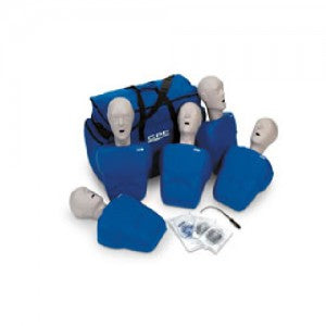 Conjunto de cinco maniquíes para RCP adultos Beracah Medica, usados para entrenamiento en técnicas de resucitación cardiopulmonar.