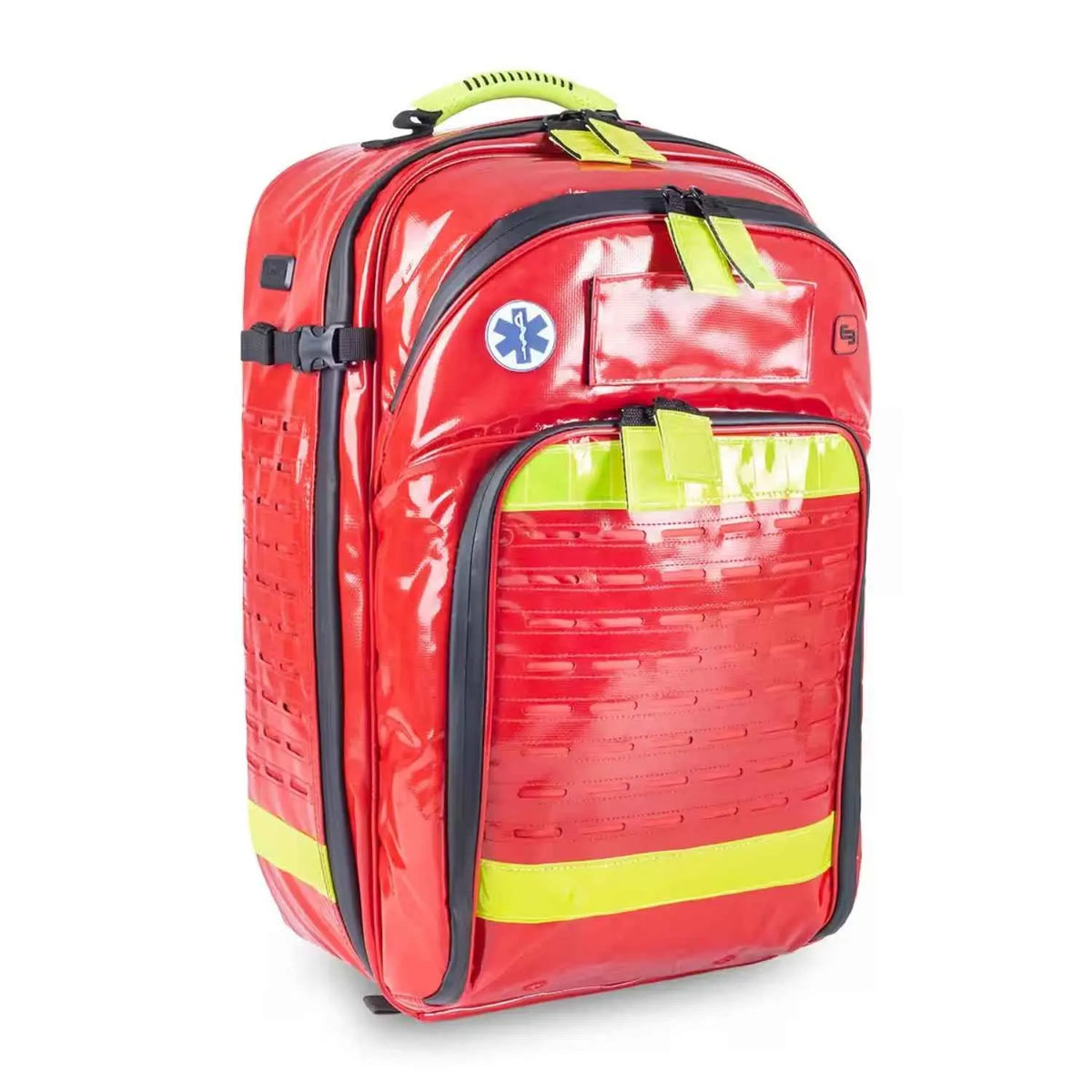 Mochila sanitaria de rescate Beracah Medica Paramed´s evo en vinilo rojo, mochila vacía para emergencias y rescate.
