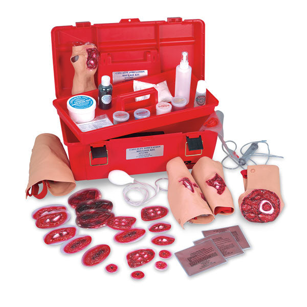 Simulador de heridas múltiples de Beracah Medica para entrenamiento en simulaciones médicas, con heridas realistas en piel sintética.
