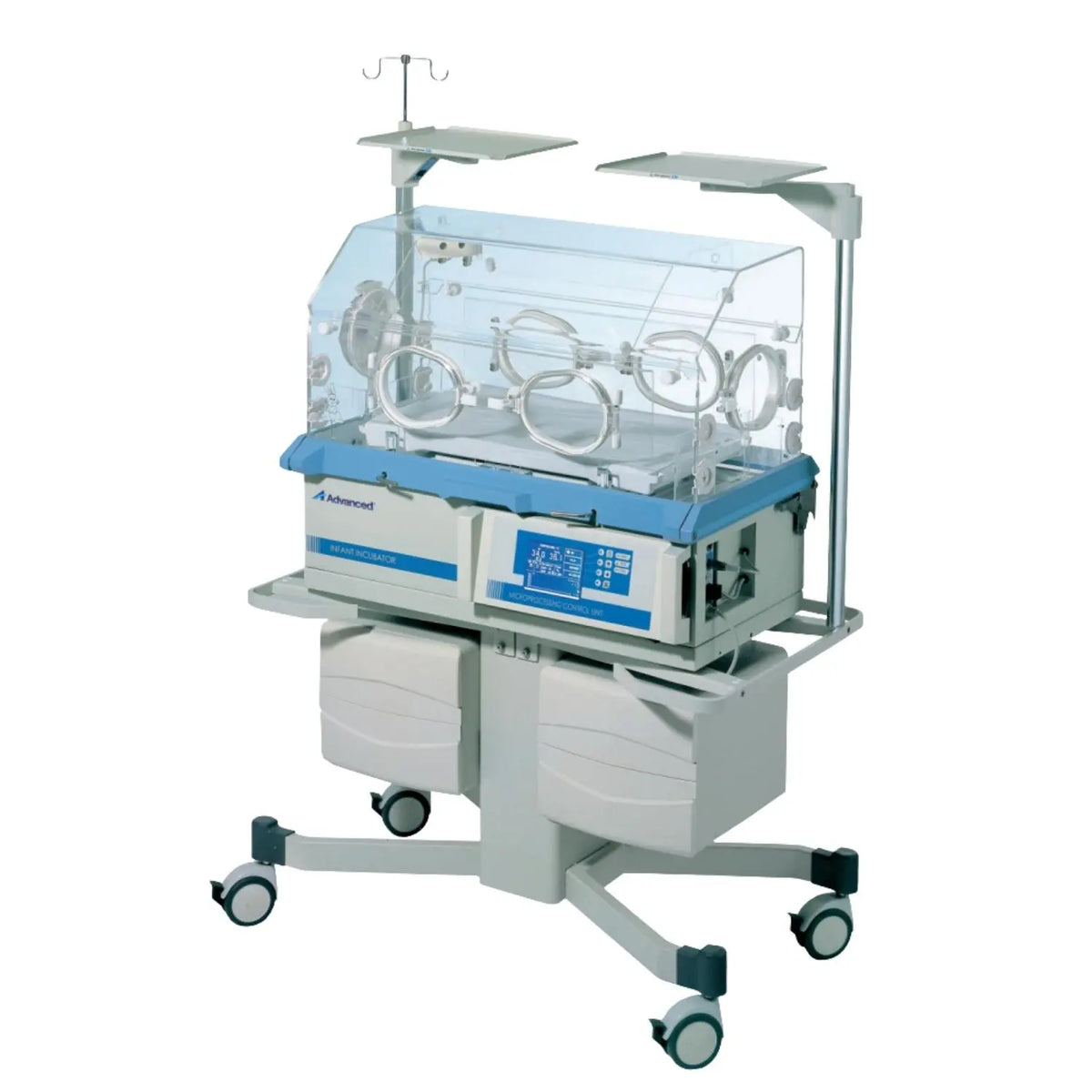 Incubadora neonatal estacionaria Beracah Medica modelo A3186+ con control de temperatura y cuna acolchada para recién nacidos.