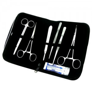 Juego de instrumental de 8 piezas para retiro de puntos de la marca Beracah Medica, muestra instrumentos metálicos en estuche.