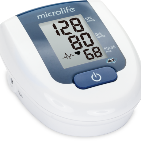 Baumanómetro digital de muñeca Beracah Medica BP 3AG1 con rango de 20-280 mmHg y 40-200 lpm, mostrando la pantalla digital.