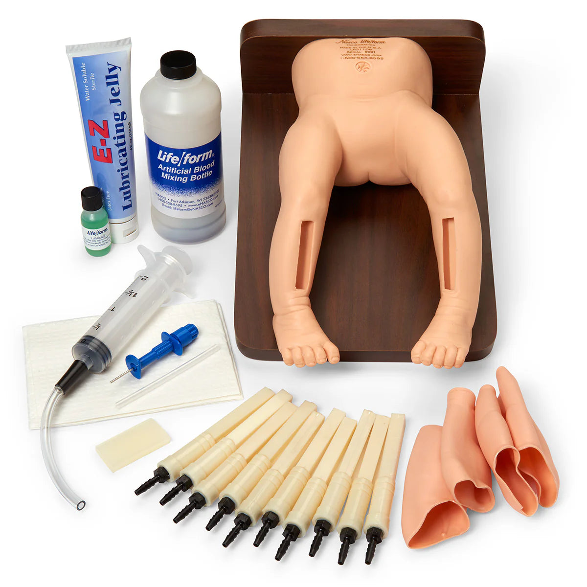 Simulador de infusión intraósea Life/form de Beracah Médica, modelo para entrenamiento en inyecciones y venopunción.