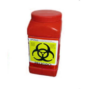 Recolector de líquidos Beracah Médica de 3.0 litros, de polipropileno rojo, con boca ancha y asa para facilitar el manejo.