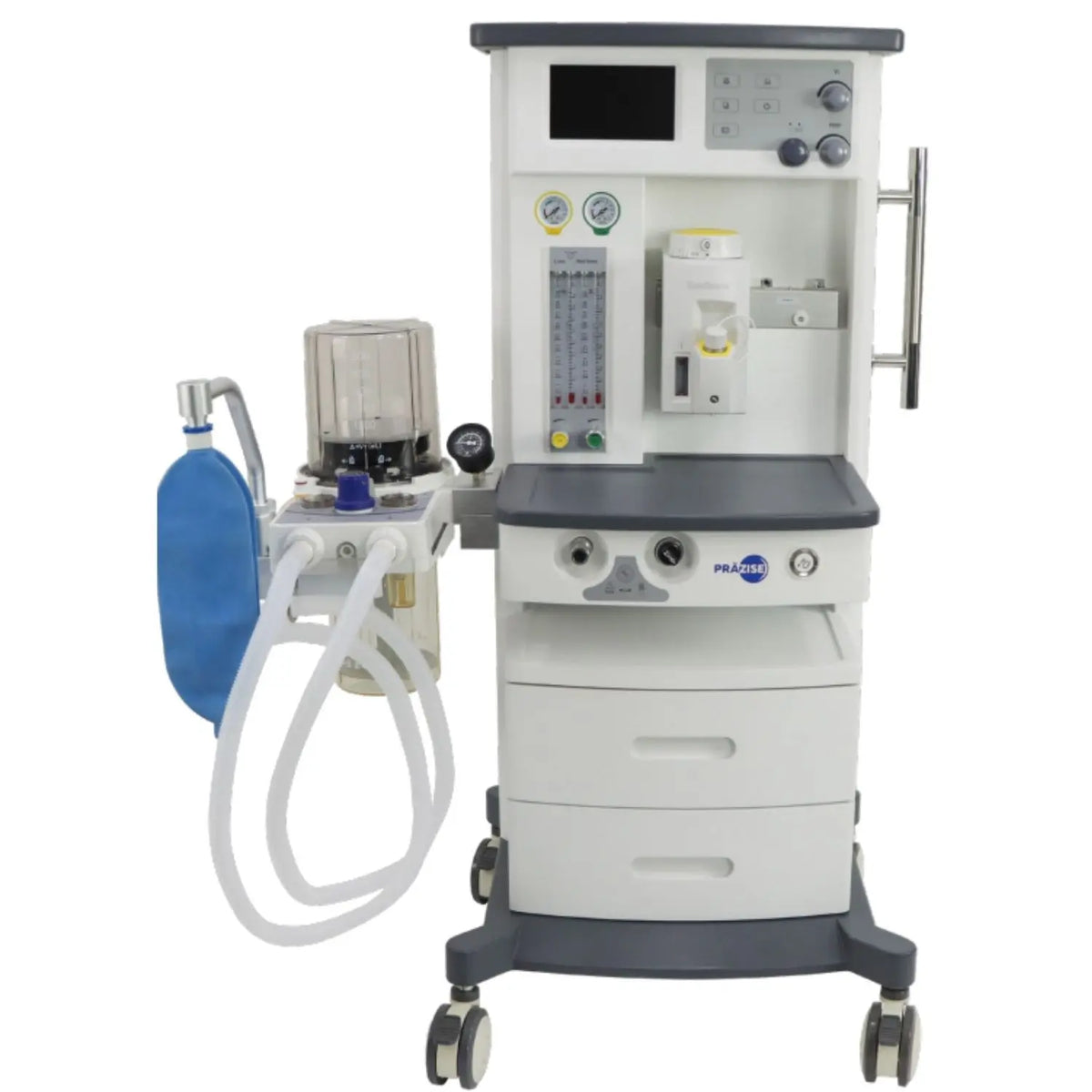 Máquina de anestesia Beracah Médica con vaporizador para equipos de anestesia, visible en imagen con pantalla y controles.