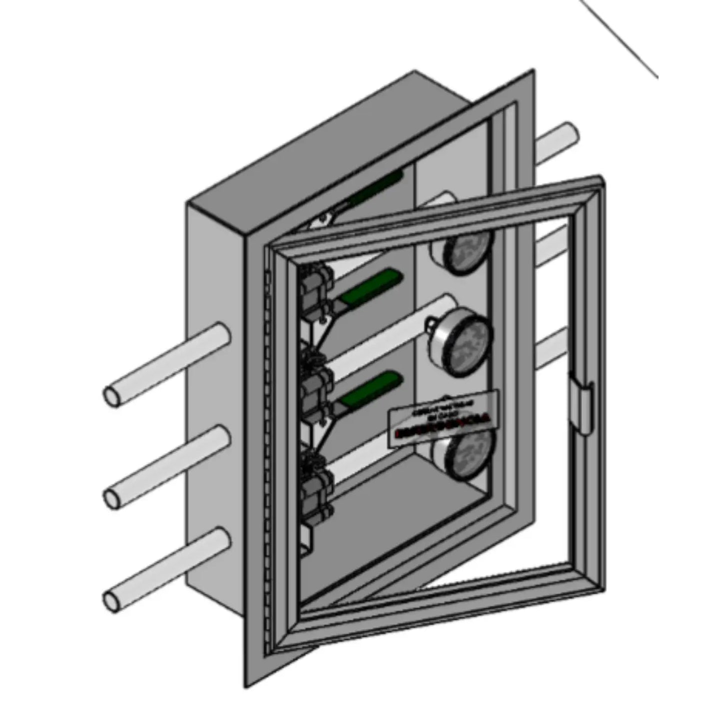 Caja de seccionamiento para 3 gases con valvulas de 19 mm (3/4")