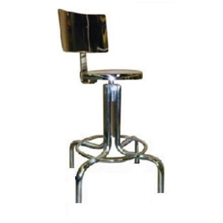 Banco giratorio con respaldo sin ruedas de acero cromado, asiento acolchado y base estable, de la marca Beracah Medica.