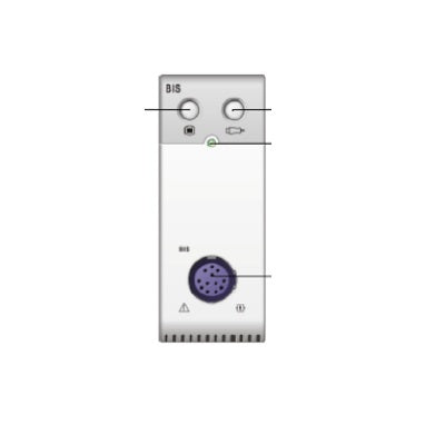 Módulo BIS de la serie Beneview de Beracah Médica, accesorio para aparatos de anestesia, con componentes electrónicos y conexiones.