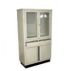 Vitrina doble MSI Beracah Medica en acero inoxidable, tamaño 80x38x156 cm, con puertas de vidrio y acabado en lámina de acero.