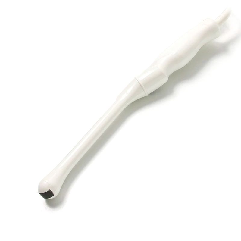 Transductor endocavitario transvaginal para ultrasonido Beracah Medica, muestra la sonda y cables en un fondo neutro.