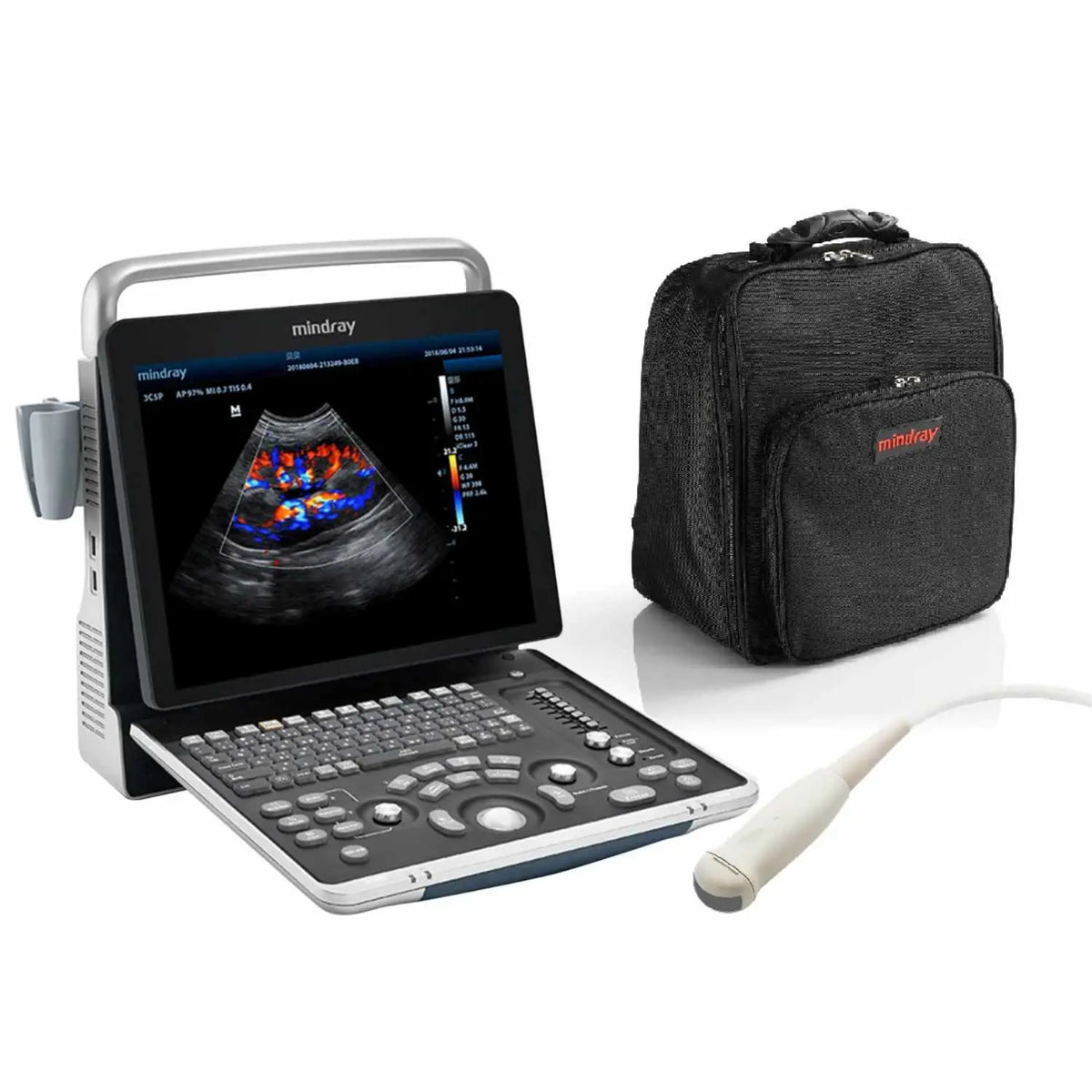 Kit de ultrasonido veterinario Z60 de Beracah Medica con transductor micro convexo y mochila para uso veterinario.
