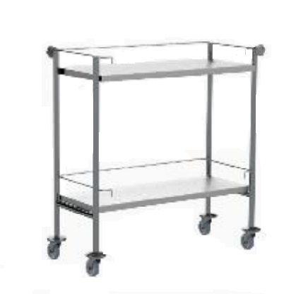 Carro auxiliar clínico inoxidable 304 con estructura y cubierta cromada, de la marca Beracah Medica.