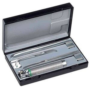 Laringoscopios Ri-Modul Miller LED 2,5 V con palas no. 2, 3, 4 y mango con pilas tipo C, en estuche médico.