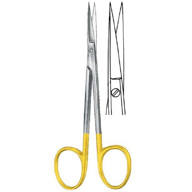 Tijeras de iris rectas Beracah Medica de 12 cm con punta de tungsteno, ideales para trabajos precisos en peluquería o estética.