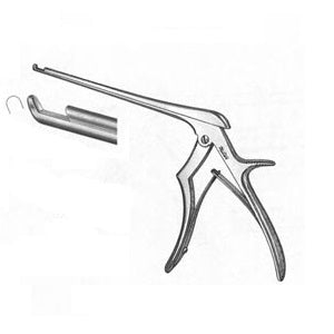 Pinza Kerrison cervical de 7 pulgadas con mango de 5 mm y ángulo de 40°, marca Miltex, para procedimientos quirúrgicos.