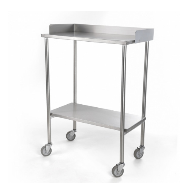 Mesa pasteur sin cajón MSI de Beracah Médica, cromada con cubierta en acero inoxidable, dimensiones 50x40x84 cm.
