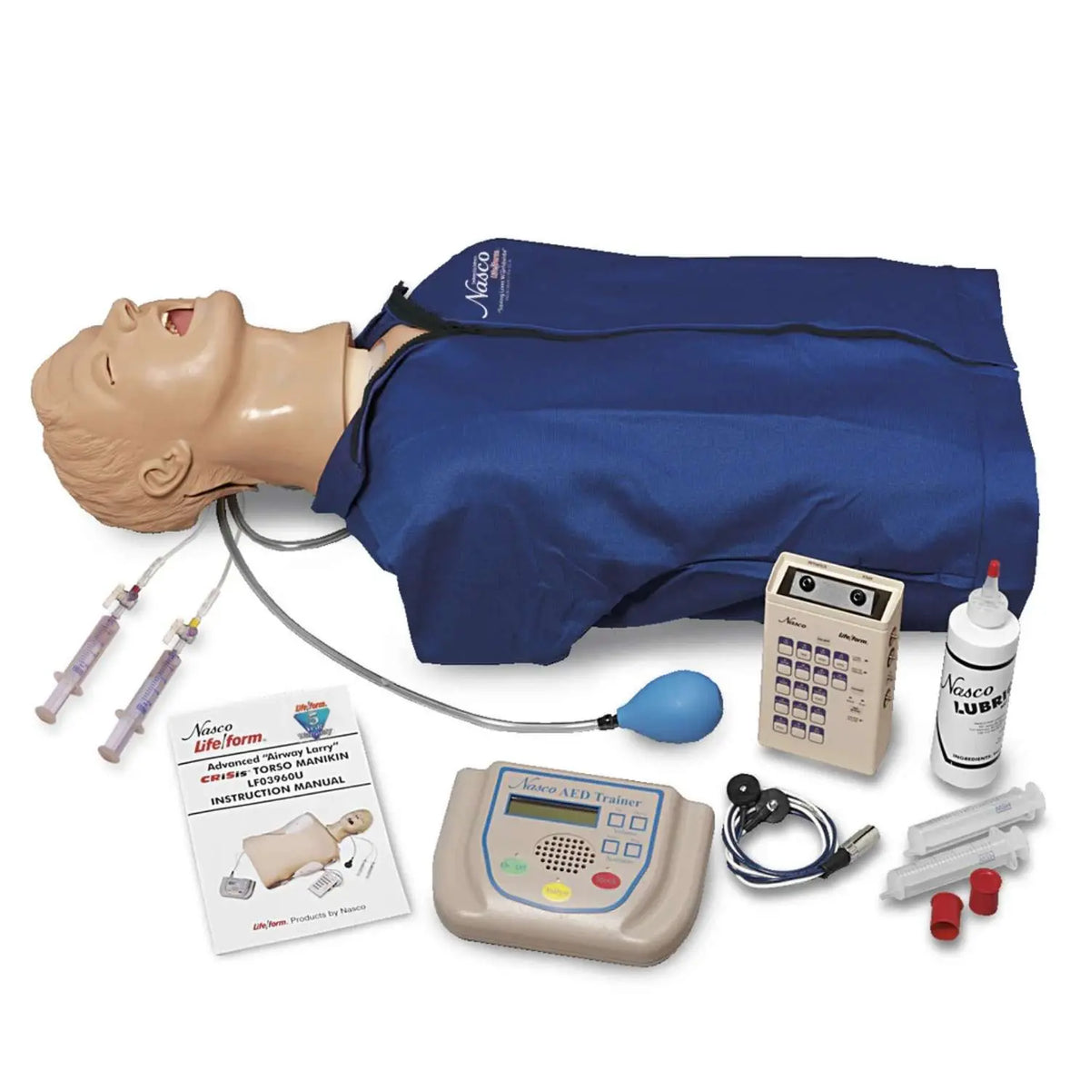 Maniquí avanzado de RCP Airway Larry de Beracah Medica con desfibrilación, simulador de ECG y entrenamiento con desfibriladores