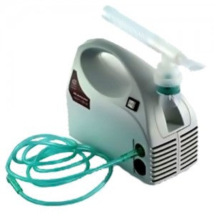Nebulizador de pistón vertical de Beracah Medica con mascarilla y tubo, para tratamiento respiratorio con compresor.