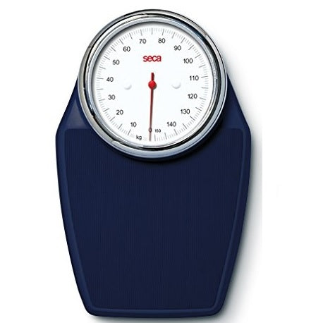 Báscula de piso mecánica negra de Beracah Médica, capacidad de 150 kg y división de 1 kg, con plataforma robusta y pantalla visible