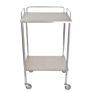Mesa Pasteur MSI Beracah Medica con cajón, superficie de acero inoxidable 304 C20 y estructura cromada.