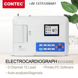 Máquina Digital de 3 canales y 12 cables, electrocardiógrafo ECG/EKG, uso humano o veterinario, ECG300G