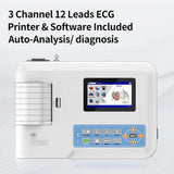 Máquina Digital de 3 canales y 12 cables, electrocardiógrafo ECG/EKG, uso humano o veterinario, ECG300G