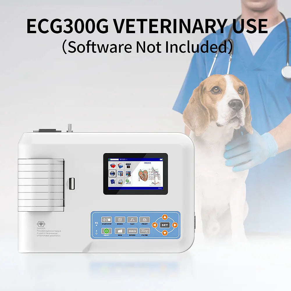 Máquina Digital de 3 canales y 12 cables, electrocardiógrafo ECG/EKG, uso humano o veterinario, ECG300G