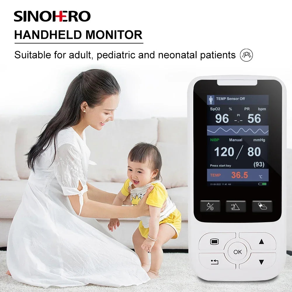 Monitor de signos vitales portátil para Hospital, Monitor de frecuencia clínica, Monitor de pacientes SPO2 PR NIBP TEMP, pediátrico humano, almacén de México