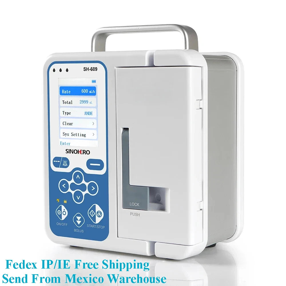 Bomba de infusión médica portátil, dispositivo electrónico LCD, recargable, de alta precisión, volumétrica, Digital