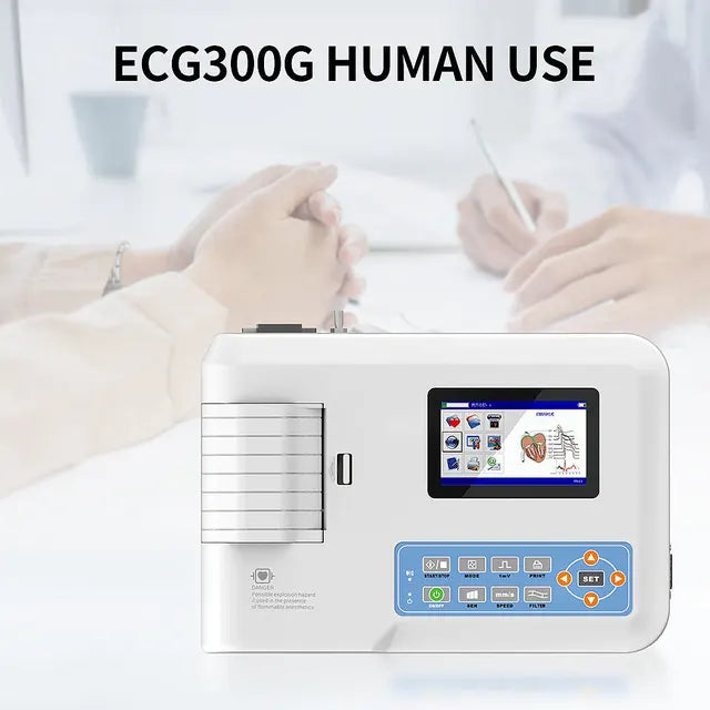Máquina Digital de 3 canales y 12 cables, electrocardiógrafo ECG/EKG, uso humano o veterinario, ECG300G