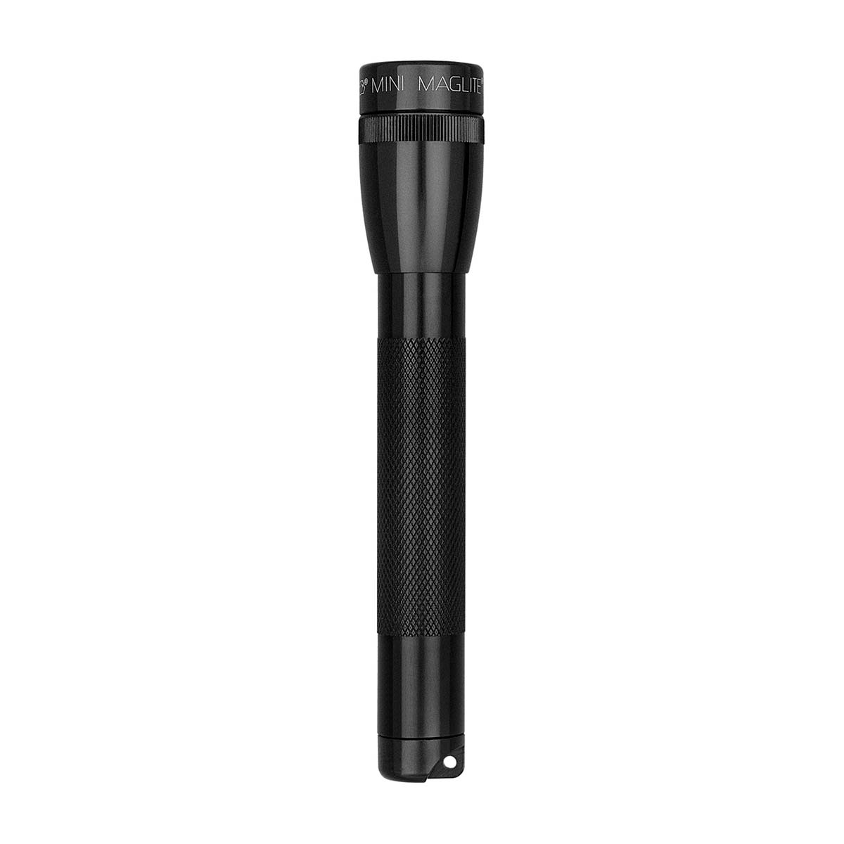 Lámpara de bolsillo Mini Maglite con luz Krypton en estuche negro, incluye baterías AAA y clip sujetador.