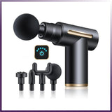 Cámara principal de pistola de masaje DC-eterus para aliviar músculos con diseño ergonómico y cabezales intercambiables.