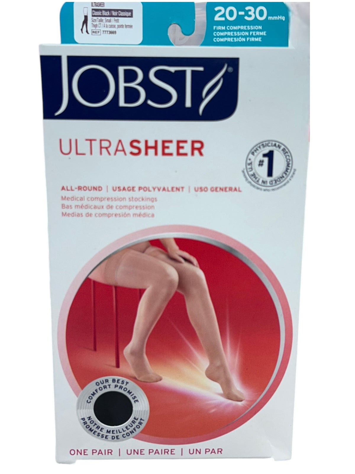 Medias ultrasheer JOBST de compresión 20-30 mm Hg con punta cerrada, especialidades para mejorar la circulación.