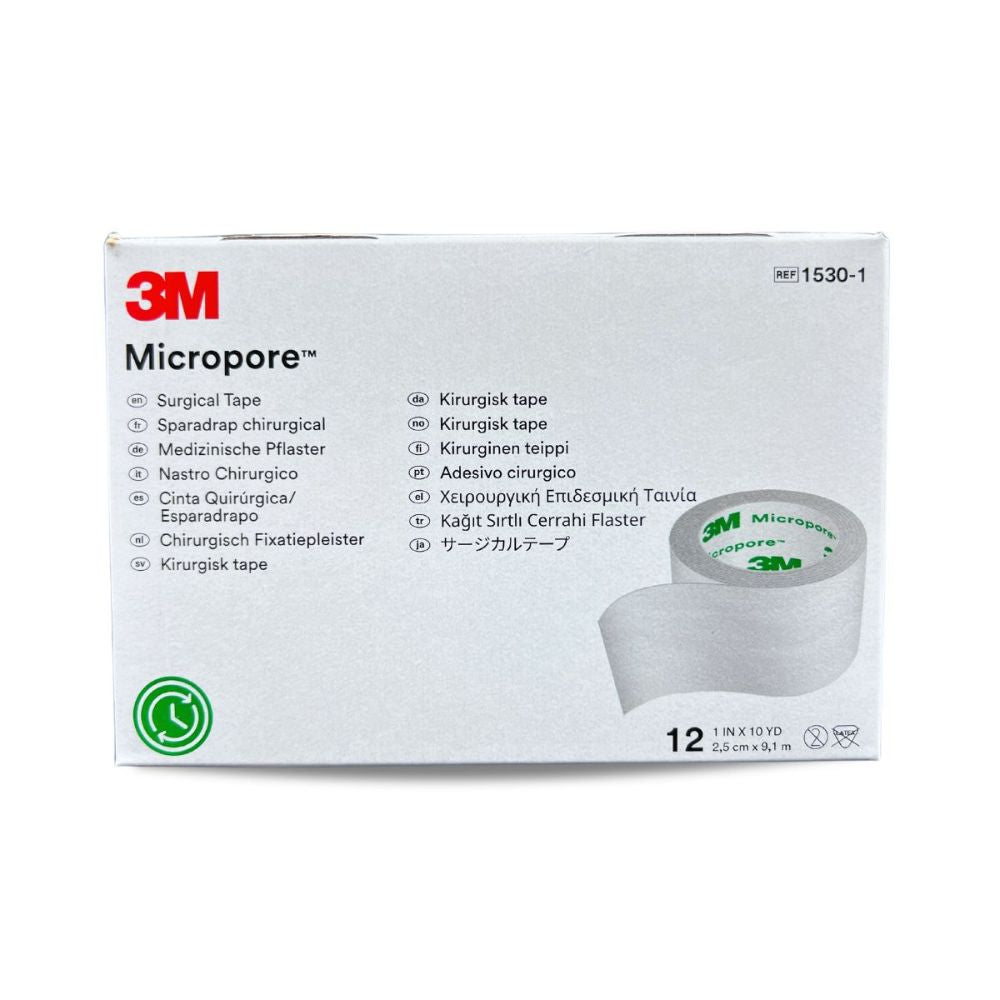 Micropore Blanco 2.5cm (1in) X 9.14m Caja C/12 Rollos