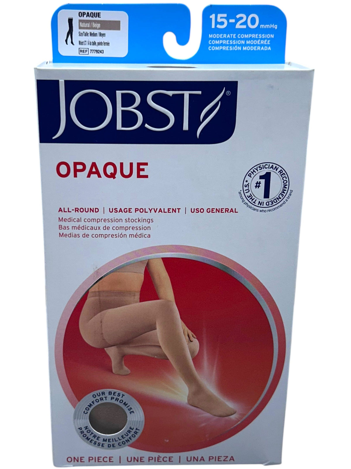 Medias de compresión opacas JOBST 15-20 mm Hg con punta cerrada, especialidades para mejorar circulación y comodidad en las piernas.