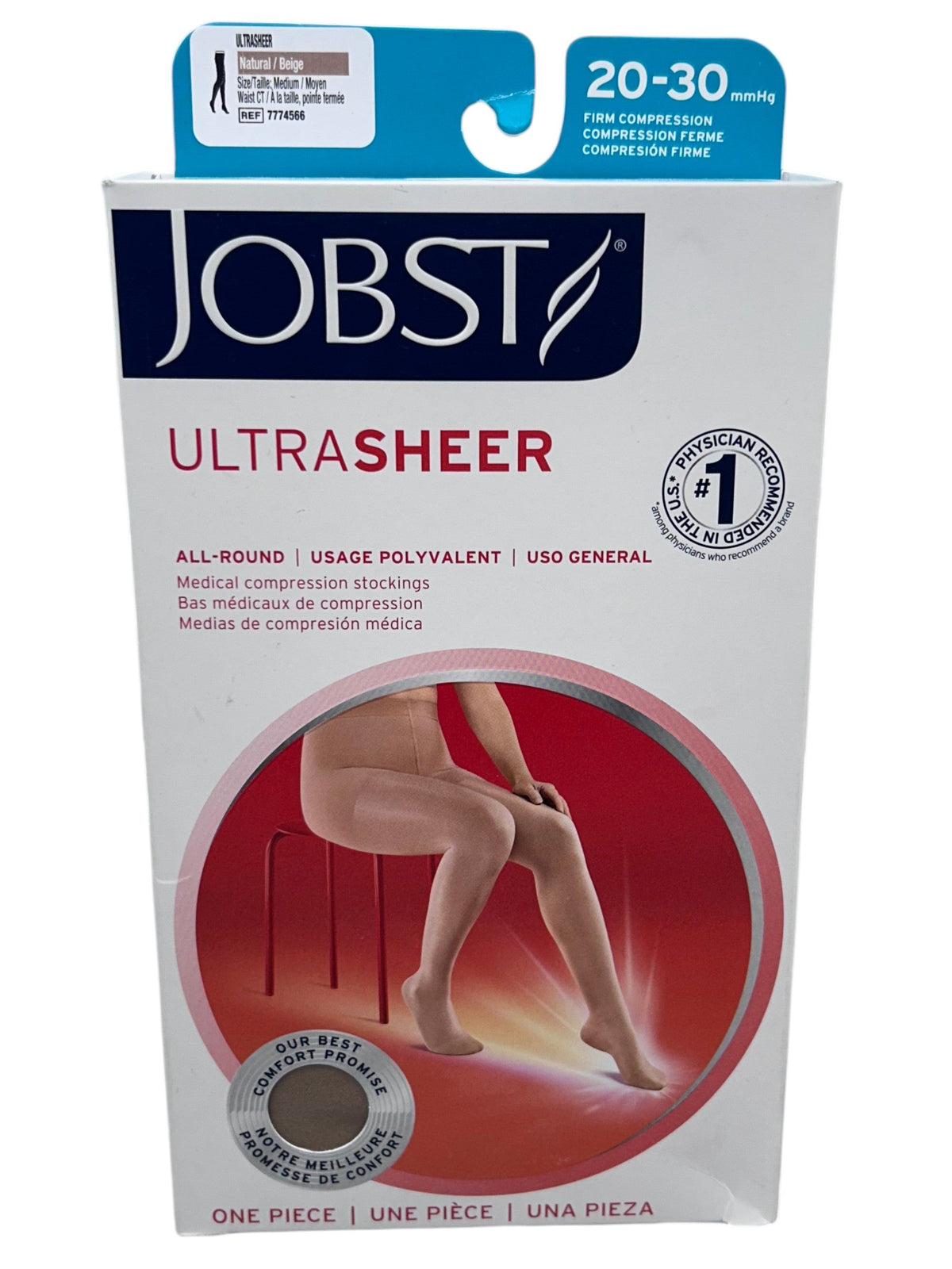 Medias pantimedia ultrasheer de compresión 20-30 mm Hg con punta cerrada de la marca JOBST, para terapia de circulación.