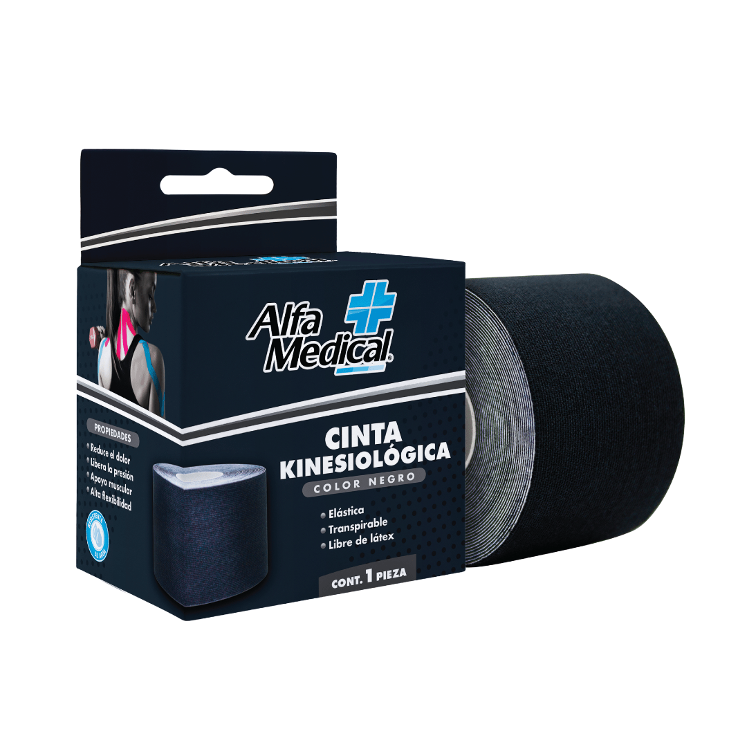 ALFA MEDICAL | KINESIOLOGY TAPE / BLACK 5 CM X 5 M / 12 PCS