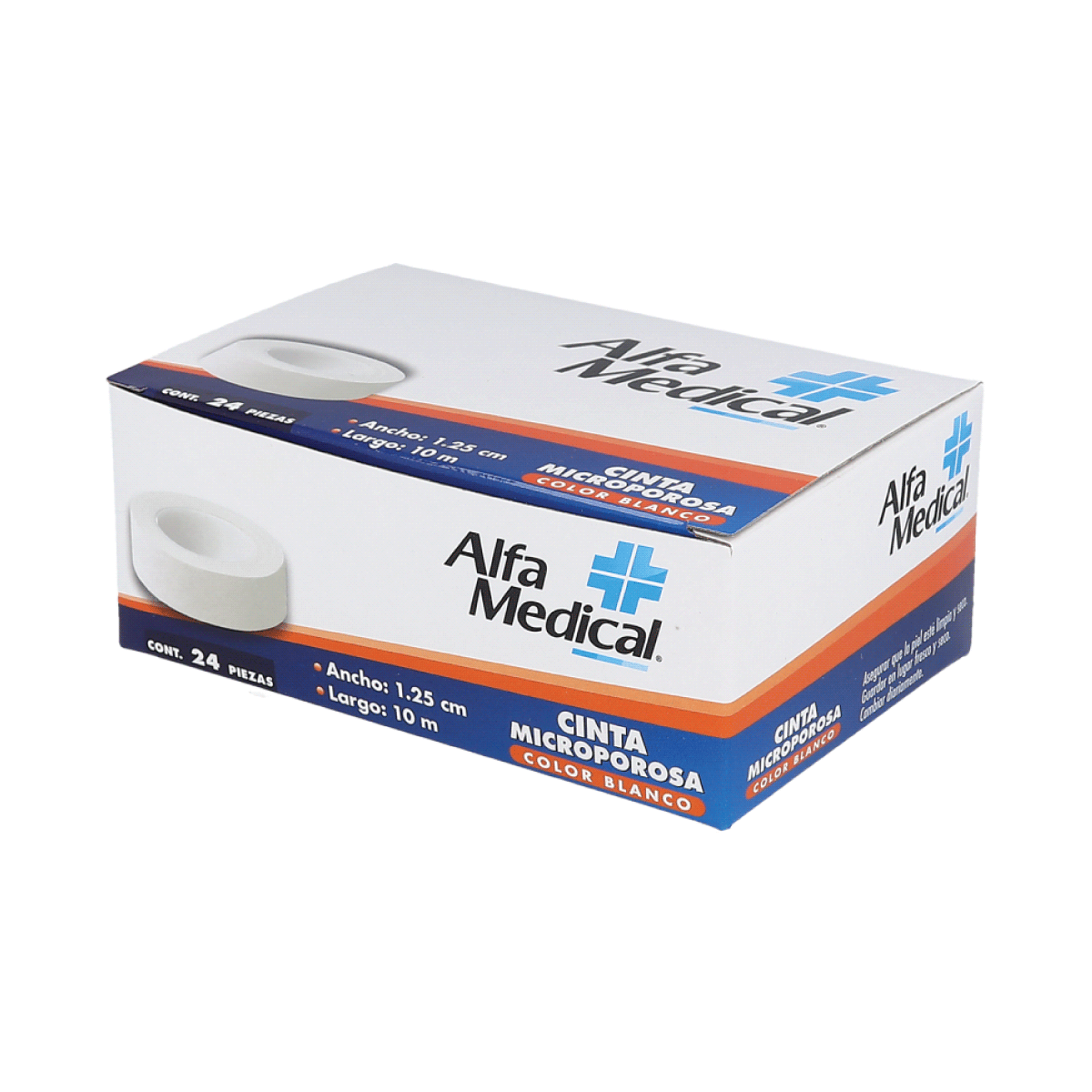 ALFA MEDICAL | MICROPOROUS TAPE / WHITE 1.25 CM X 10 M / 24 PCS