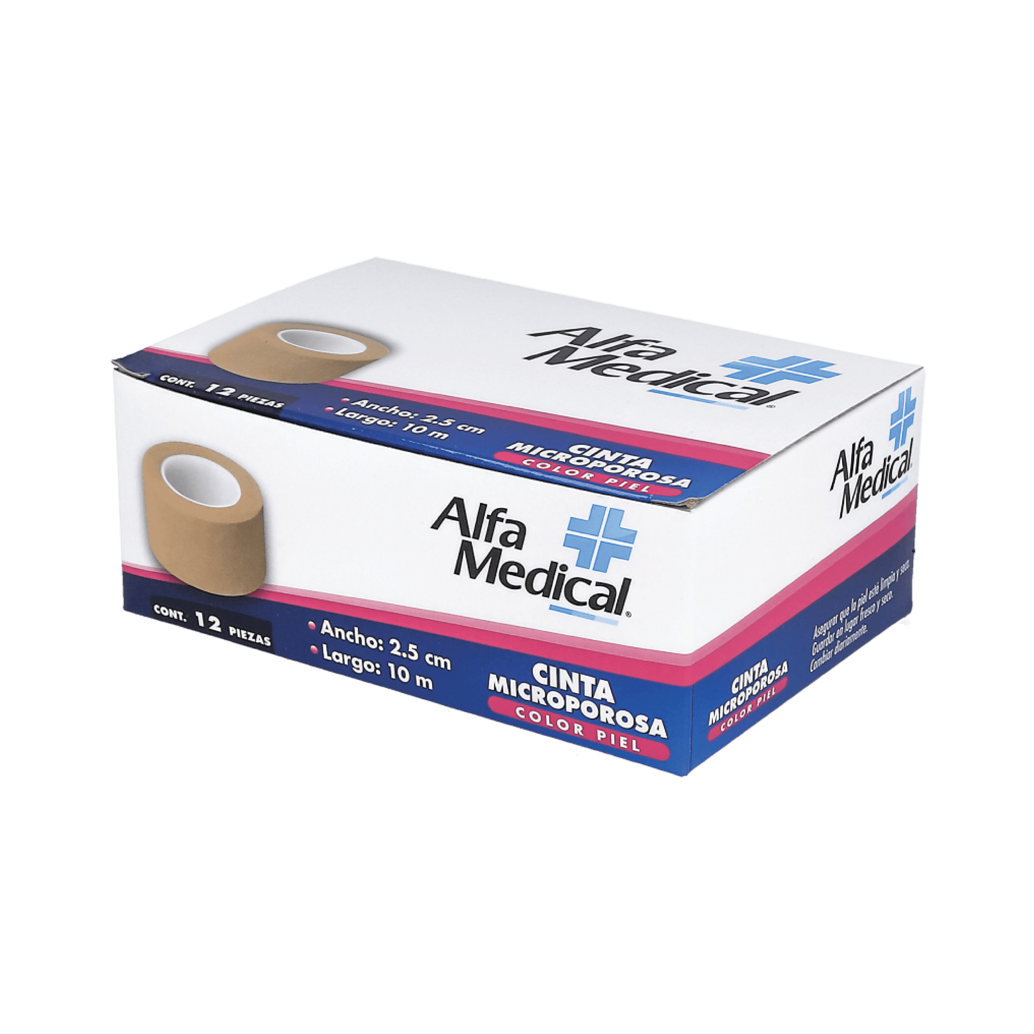 ALFA MEDICAL | MICROPOROUS TAPE / SKIN 2.5 CM X 10 M / 12 PCS