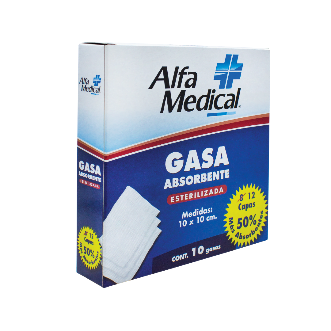 ALFA MEDICAL | STERILIZED ABSORBENT GAUZE 10 X 10 CM (12 PLY) / 10 PCS
