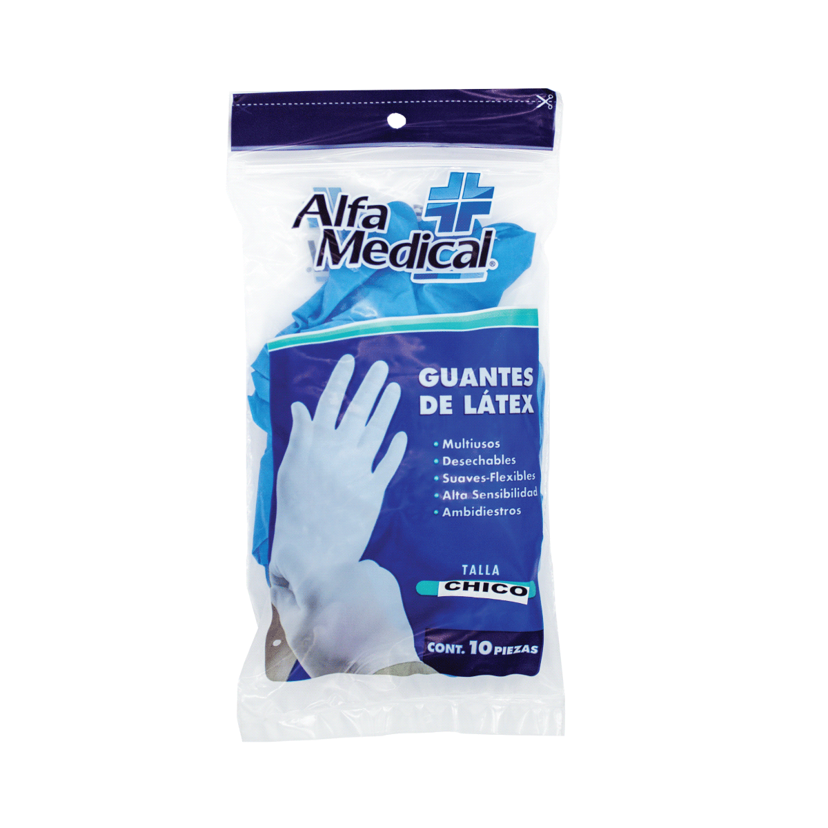 ALFA MEDICAL | MULTIPURPOSE LATEX GLOVES BLUE AND PURPLE / SMALL / BAG 10 PCS