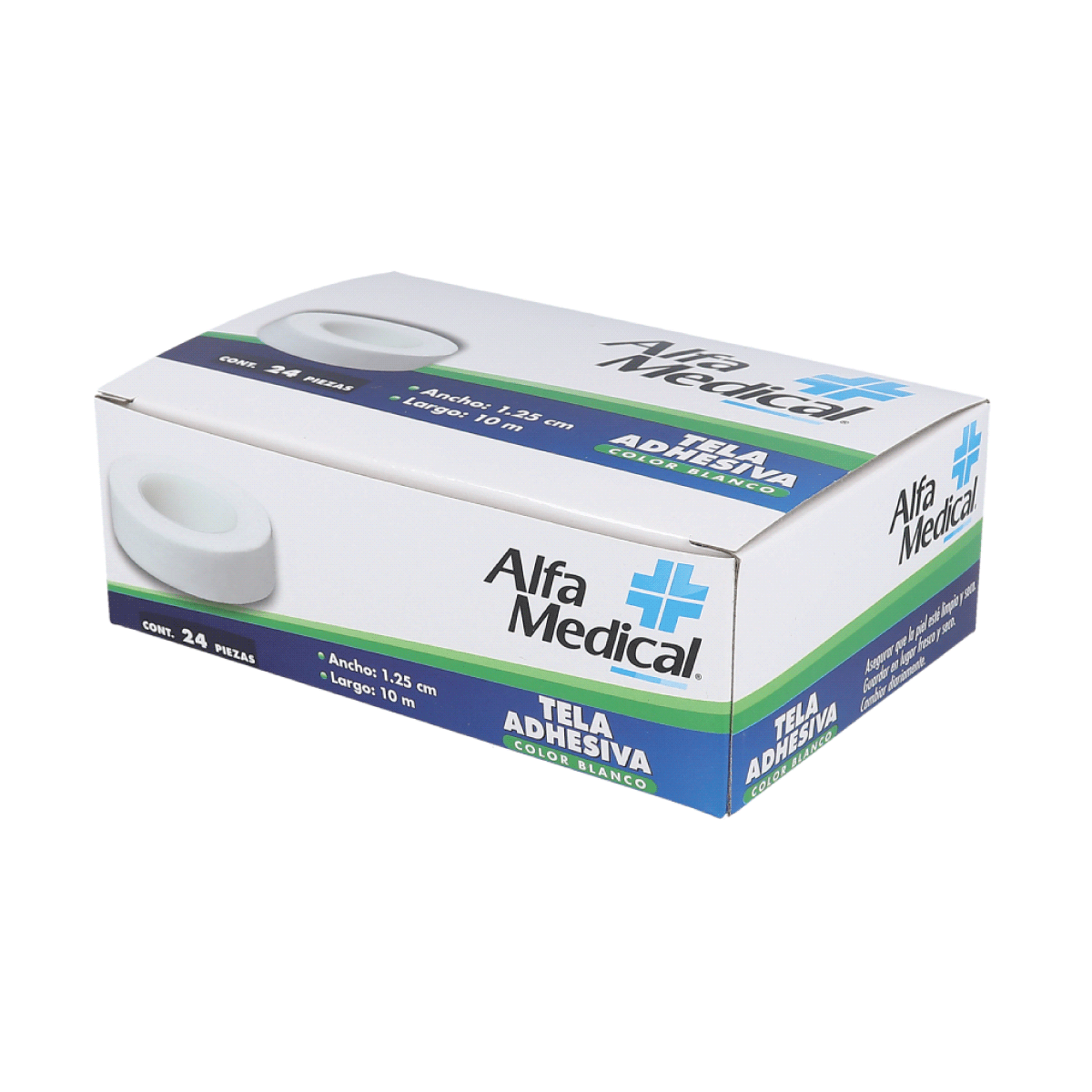 ALFA MEDICAL | ADHESIVE TAPE / WHITE 1.25 CM X 10 M / 24 PCS