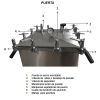 Vertical square laboratory autoclave with basket, 3 heating elements, 45x45x90 cm, 182 l. Cat. MOL-V45-3C Man-Olve