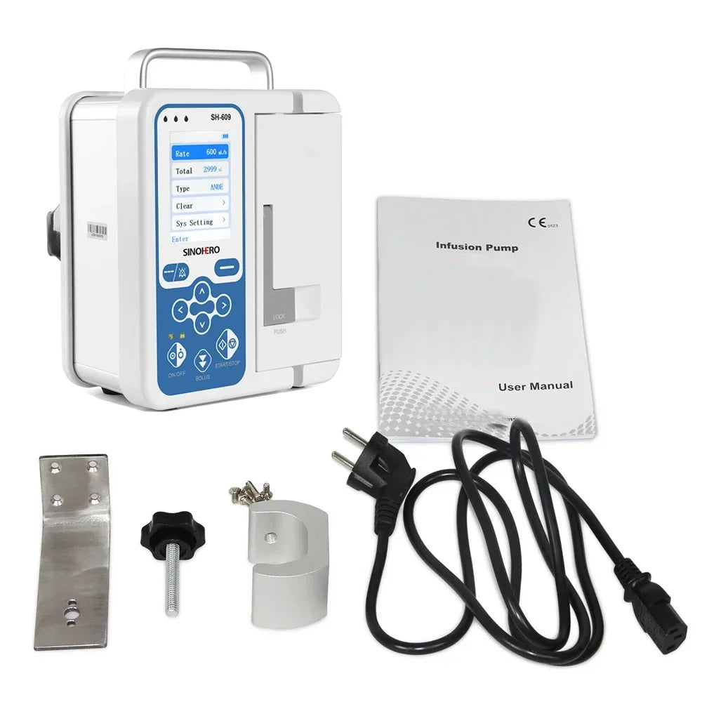 Portable Medical Infusion Pump, Electronic LCD Device, Rechargeable, High Precision, Volumetric, Digital